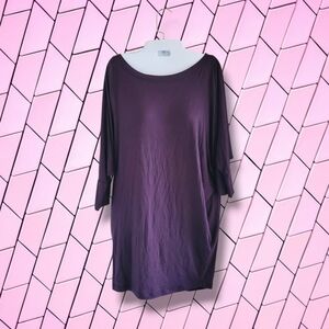 41 Hawthorn | Oversized Deep Purple Dolman Sleeve Tunic Top (SIZE L)